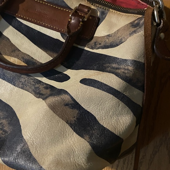 Dooney & Bourke Zebra Juliette Print Florentine Vachetta Leather Bag -Brown - Picture 2 of 9